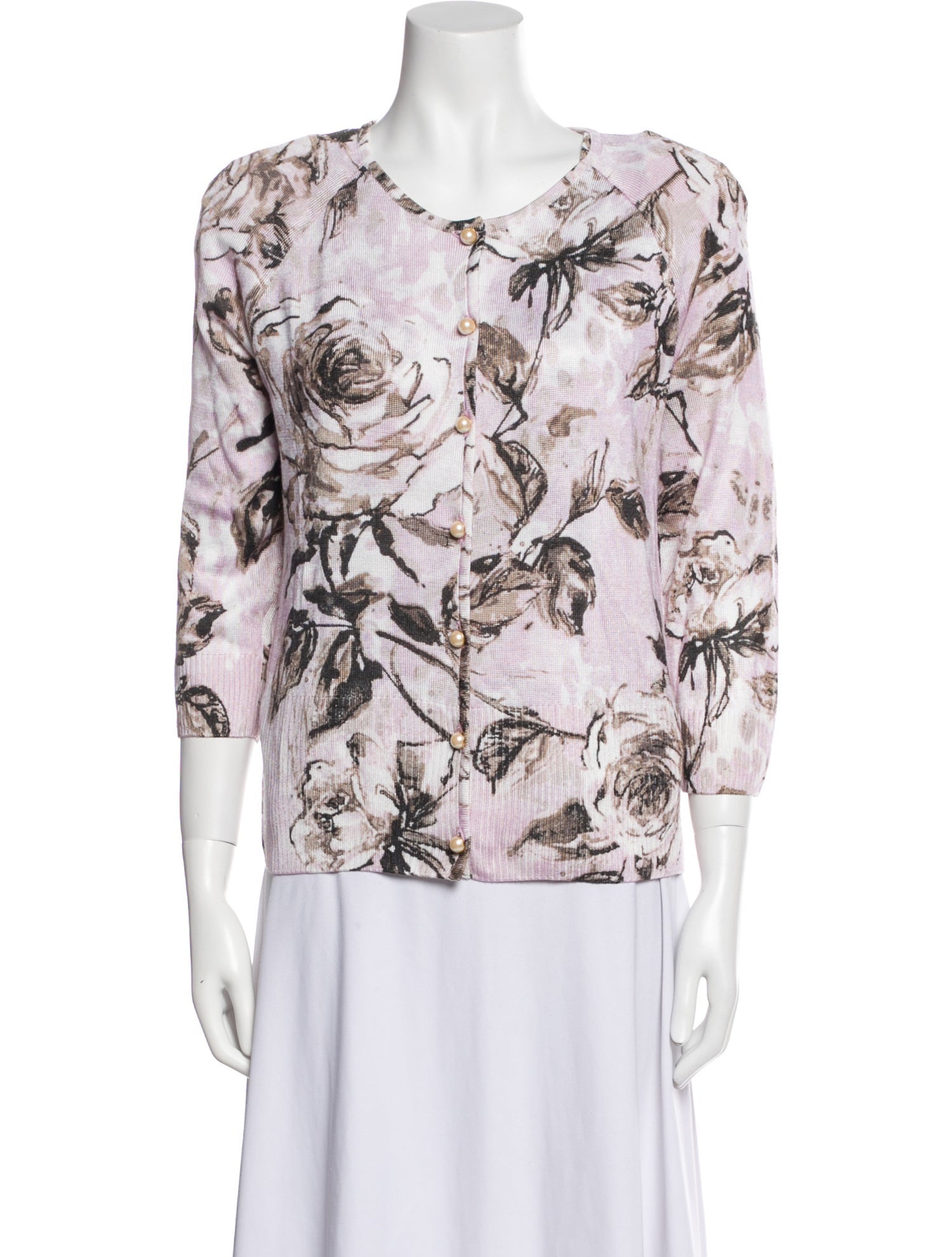 St. John Floral Print Ruffle Embellishment Skirt Set