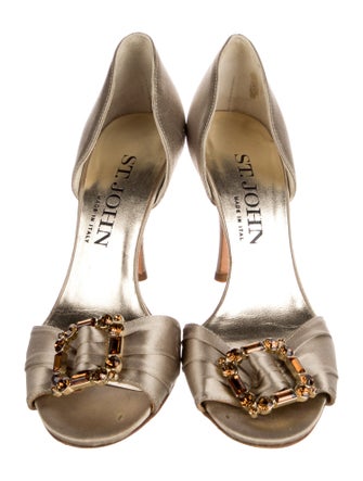 St. John Satin Crystal Embellishments Sandals