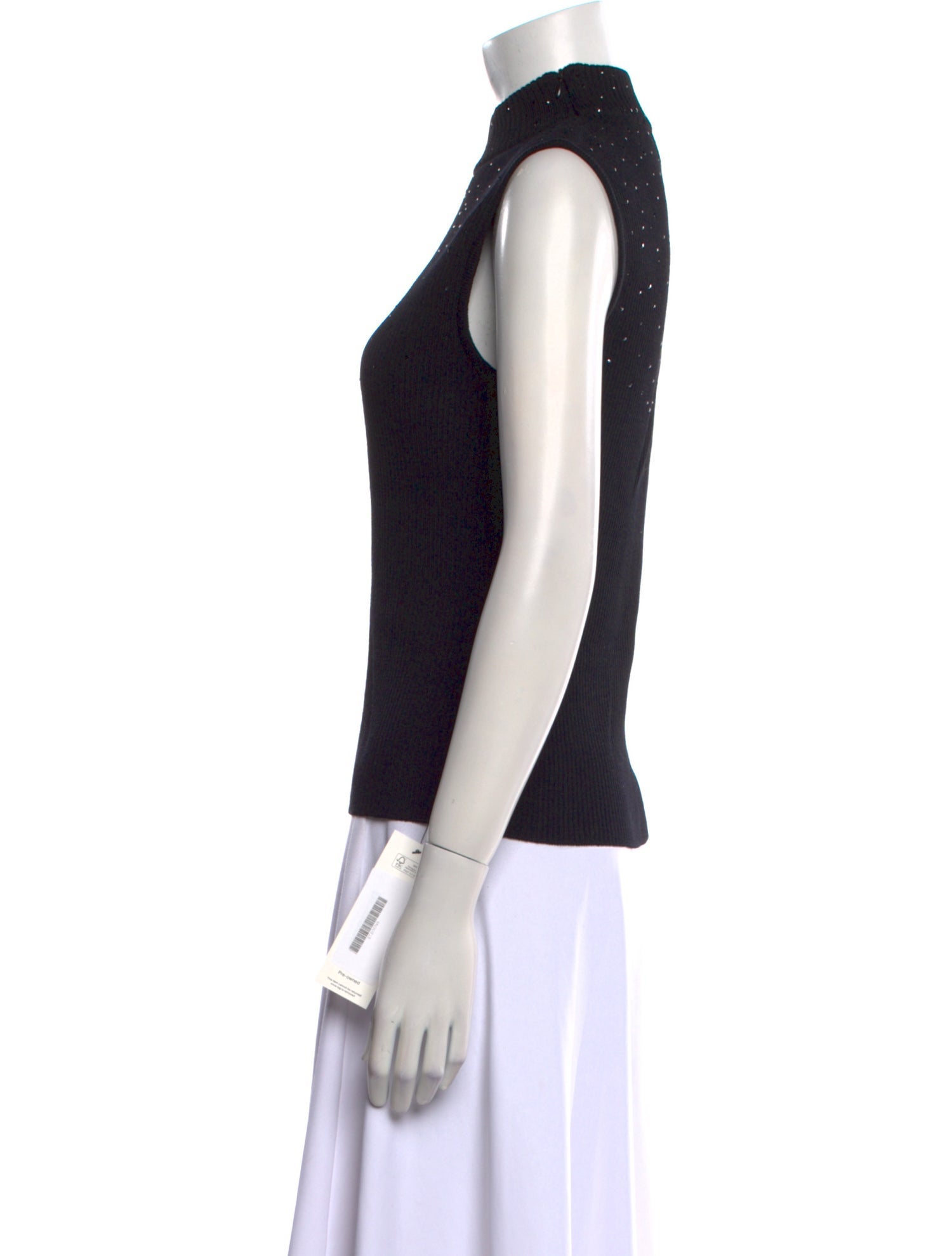 St. John Mock Neck Sleeveless Top
