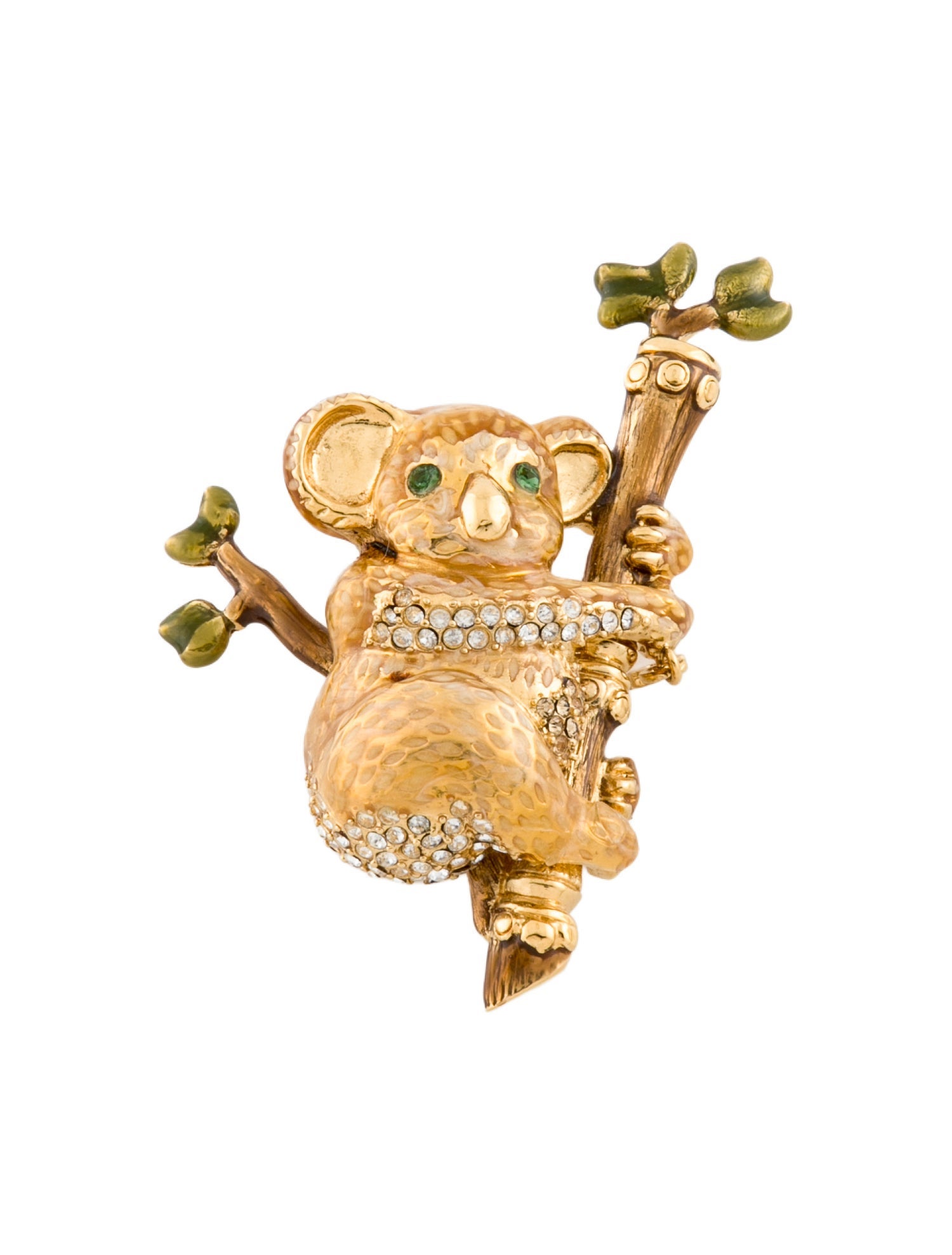 St. John Crystal & Enamel Koala Brooch Pin