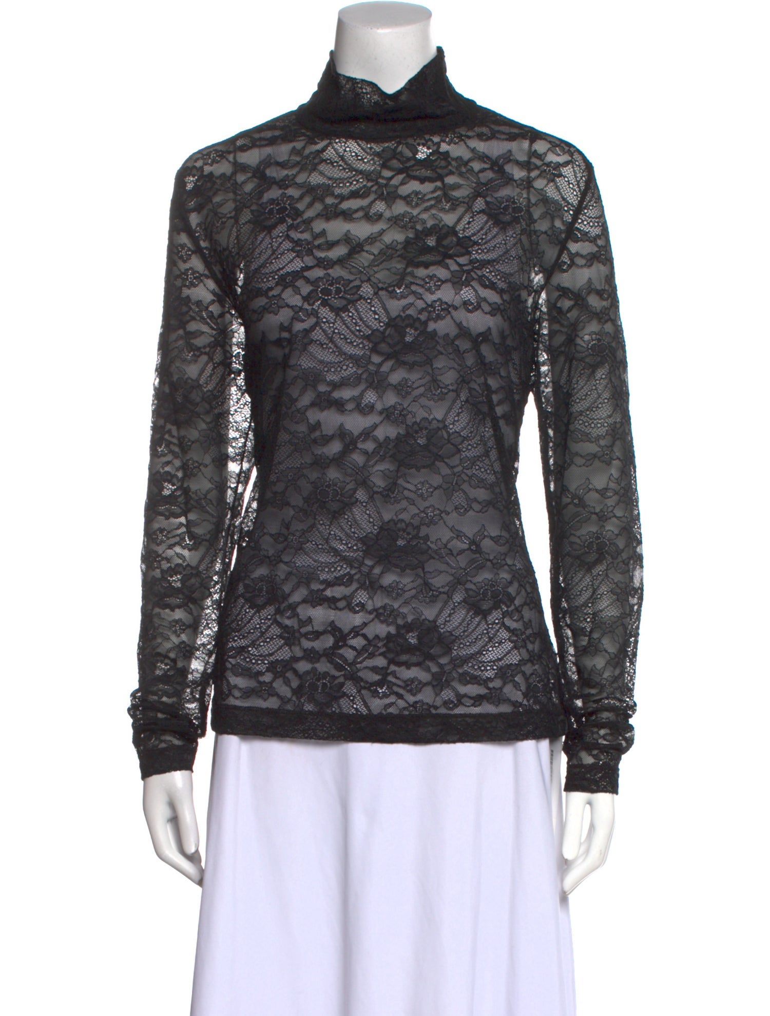 St. John Lace Turtleneck Sweatshirt