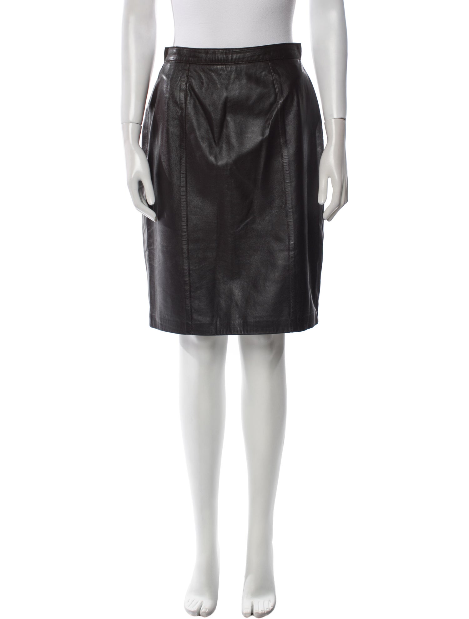 St. John Leather Knee-Length Skirt