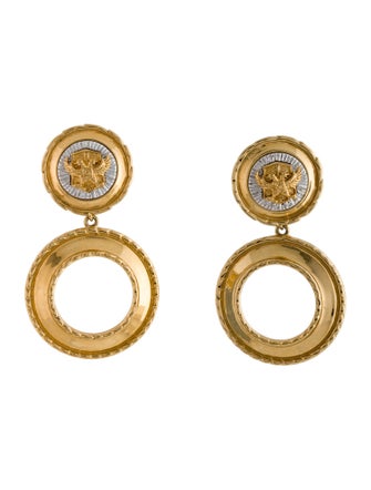 St. John Logo Two-Tone Clip-On Drop Earrings