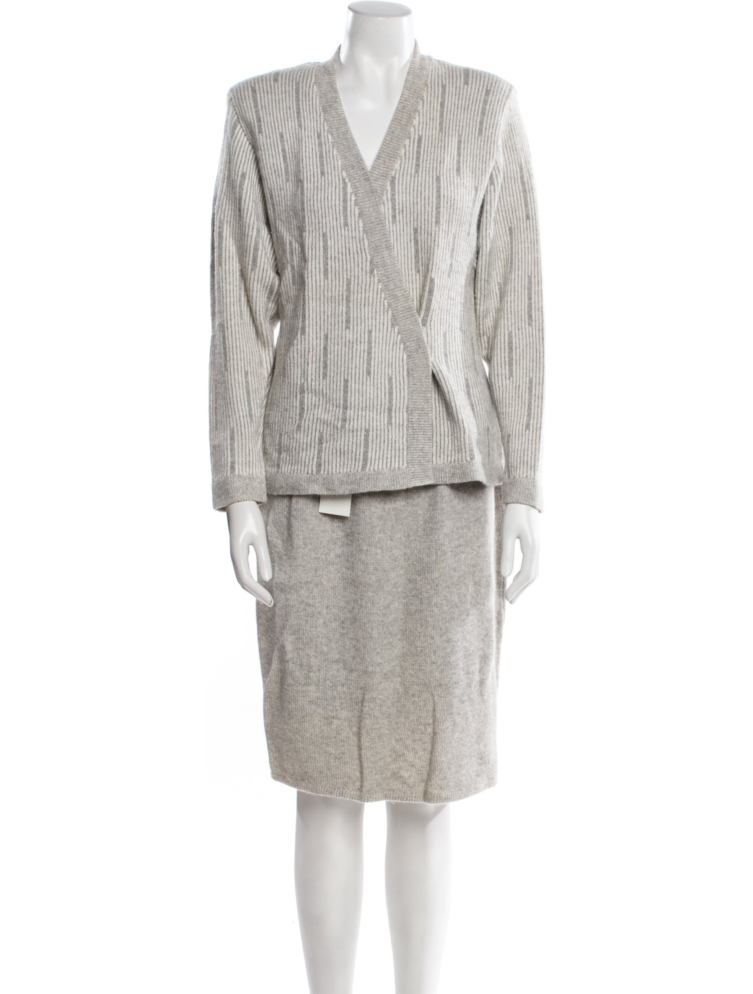 St. John Striped Studded Accents Skirt Set