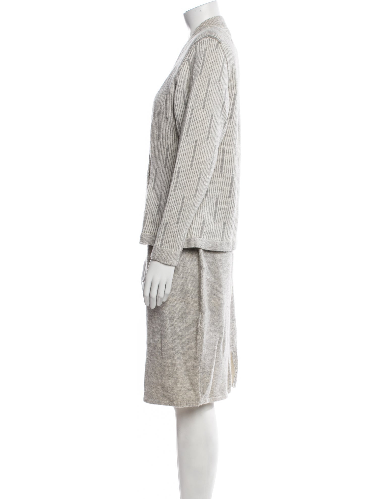 St. John Striped Studded Accents Skirt Set