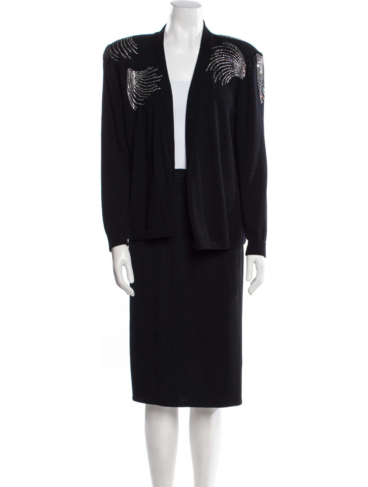 St. John Wool Crystal Embellishments Skirt Set