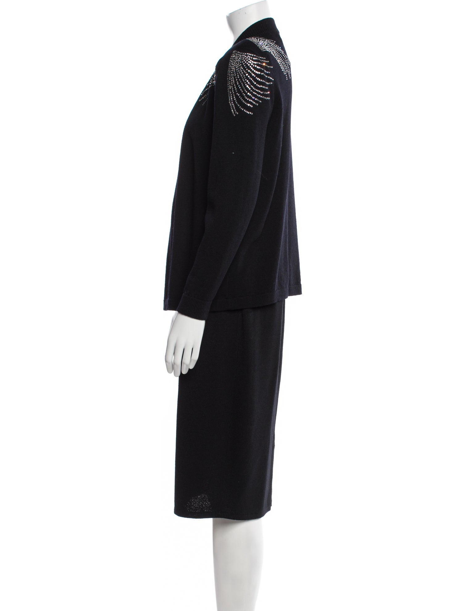 St. John Wool Crystal Embellishments Skirt Set