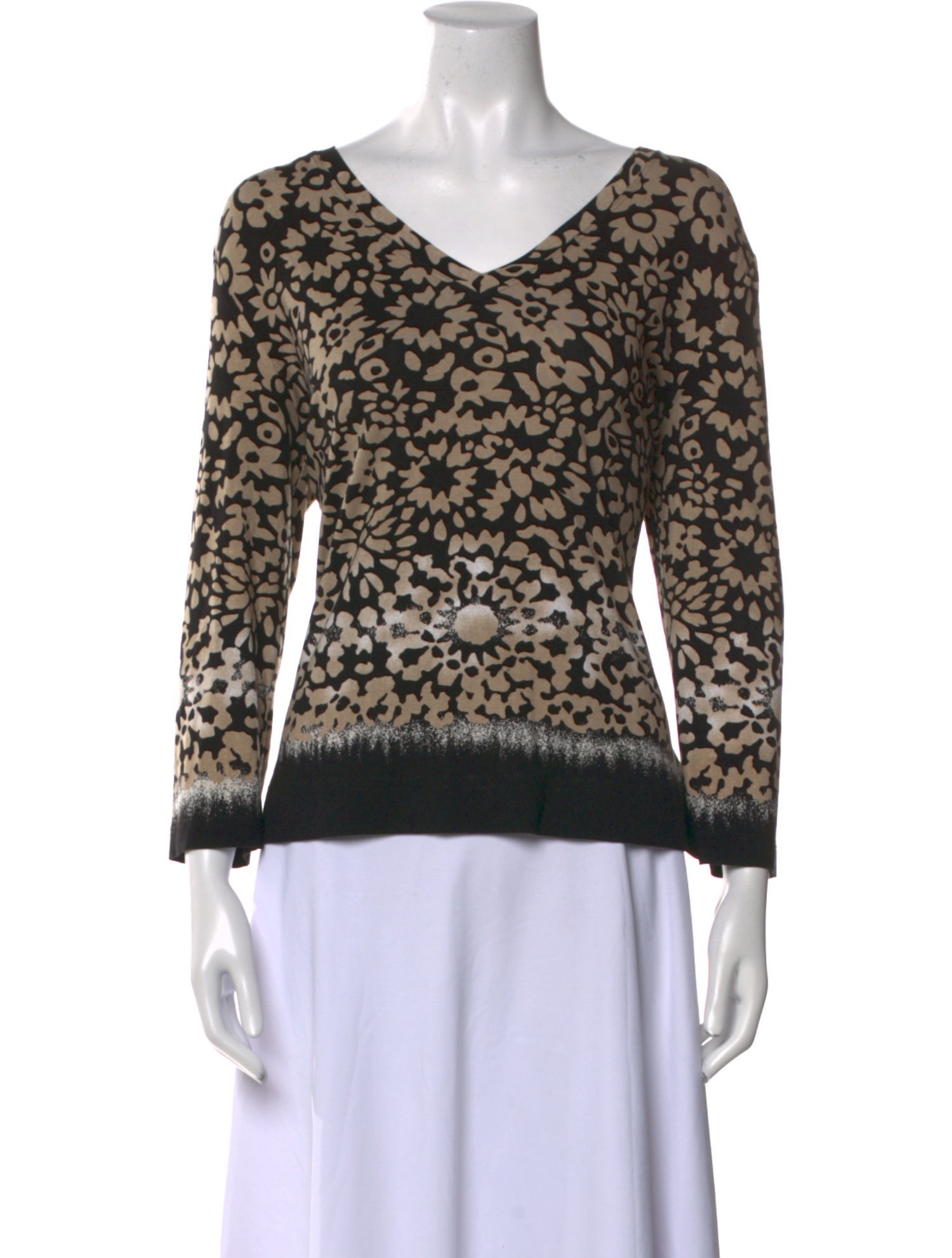 St. John Printed V-Neck Sweatshirt