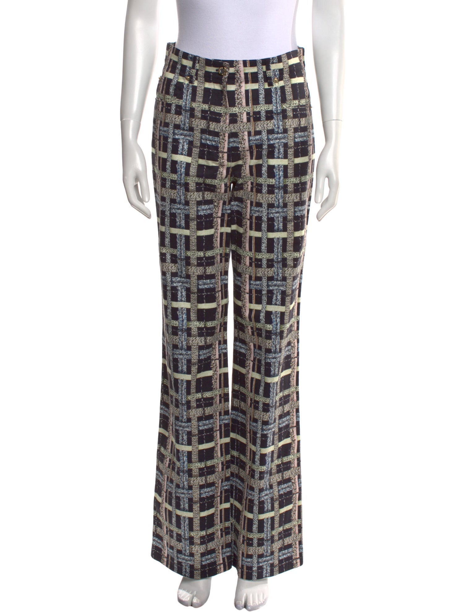 St. John Plaid Print Wide Leg Pants w/ Tags