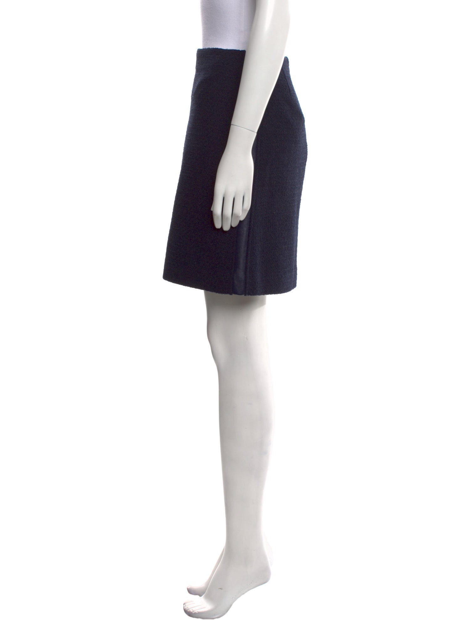 St. John Leather Trim Embellishment Mini Skirt w/ Tags