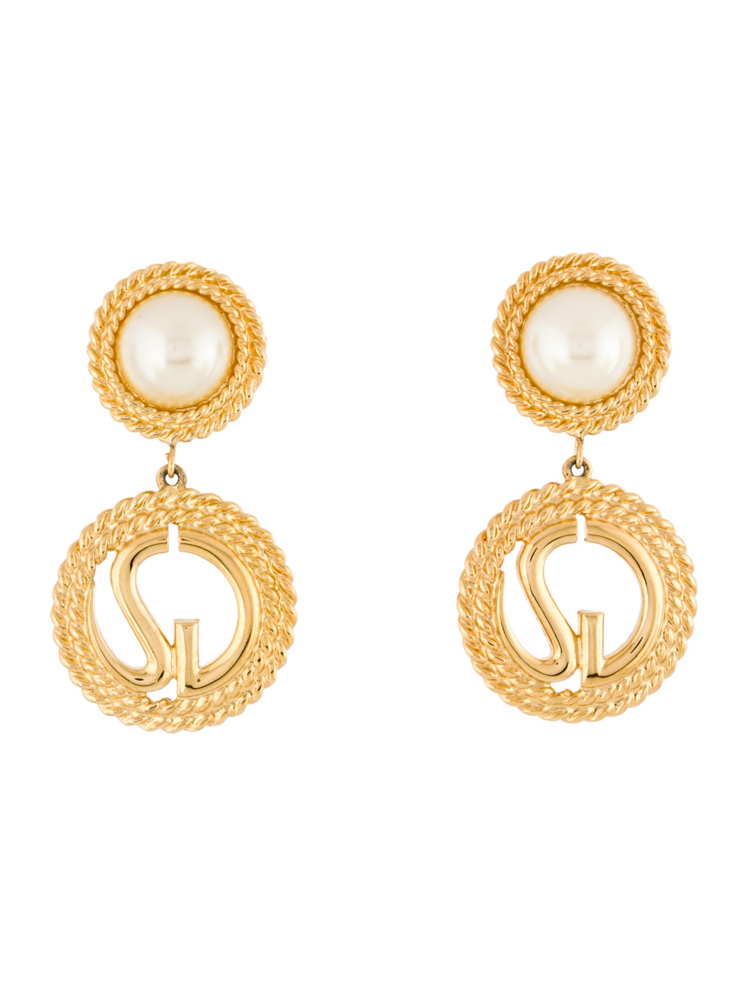 St. John Faux Pearl Clip-On Drop Earrings