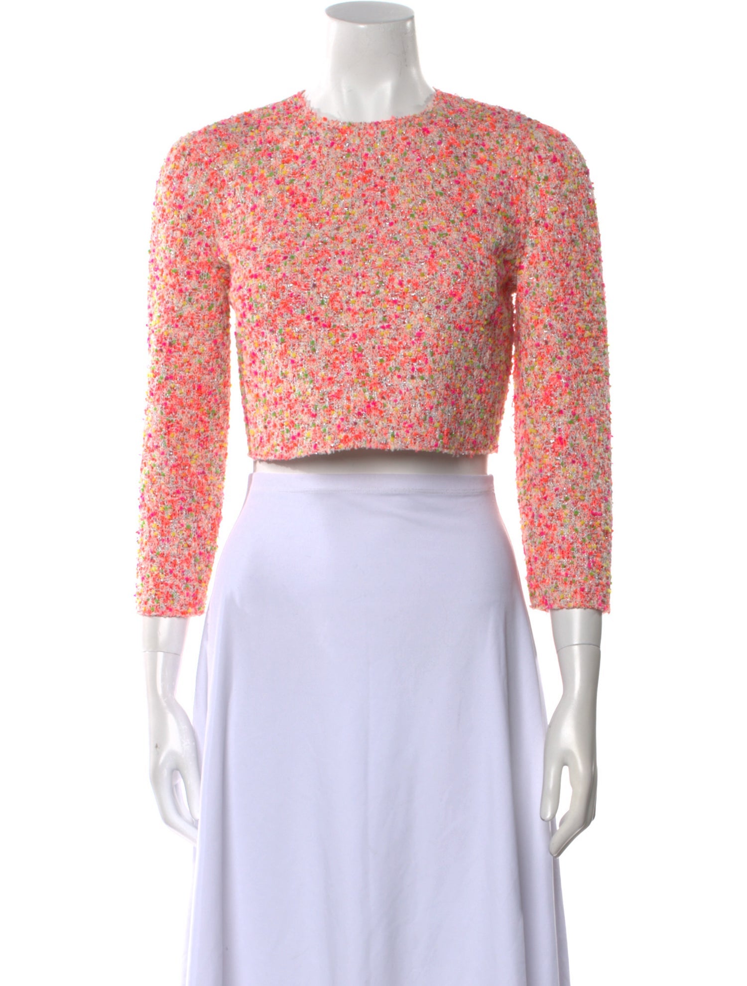 St. John Floral Print Crew Neck Crop Top