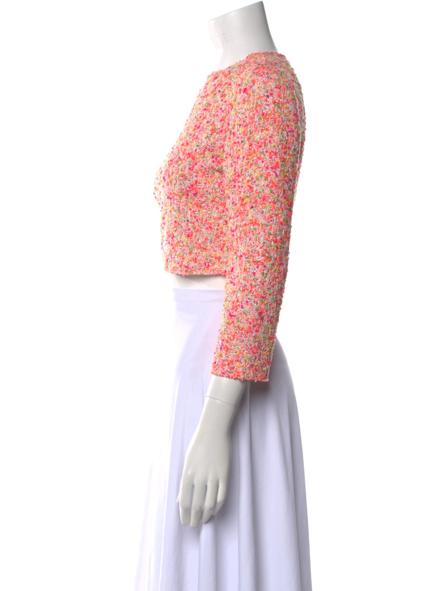 St. John Floral Print Crew Neck Crop Top