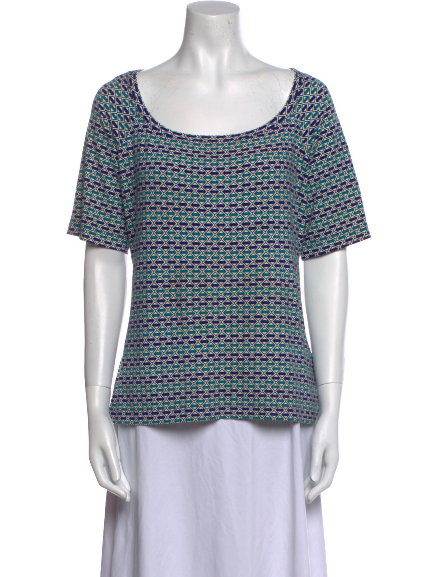 St. John Printed Scoop Neck Blouse