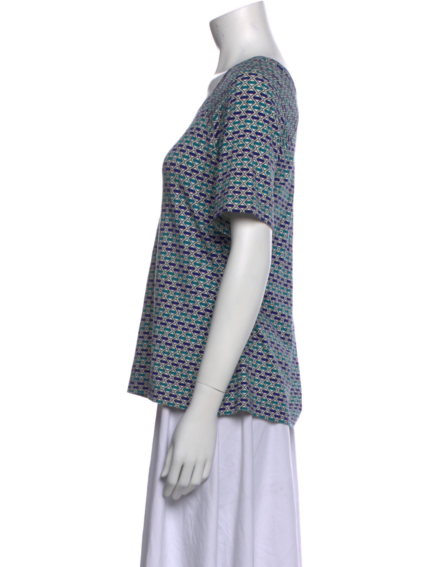 St. John Printed Scoop Neck Blouse