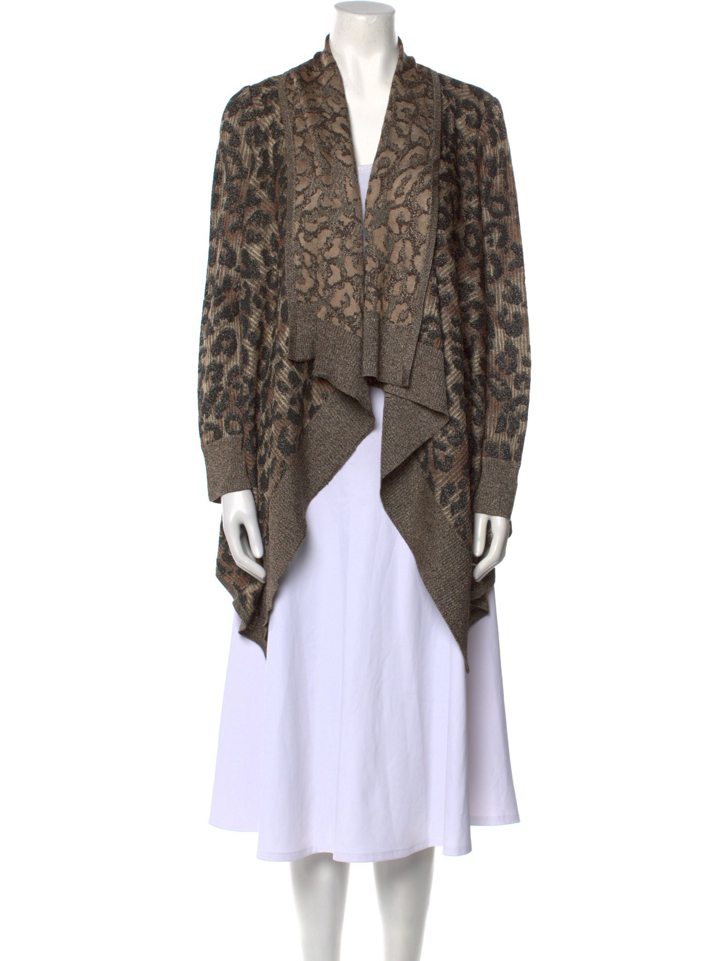 St. John Animal Print Open Front Sweater