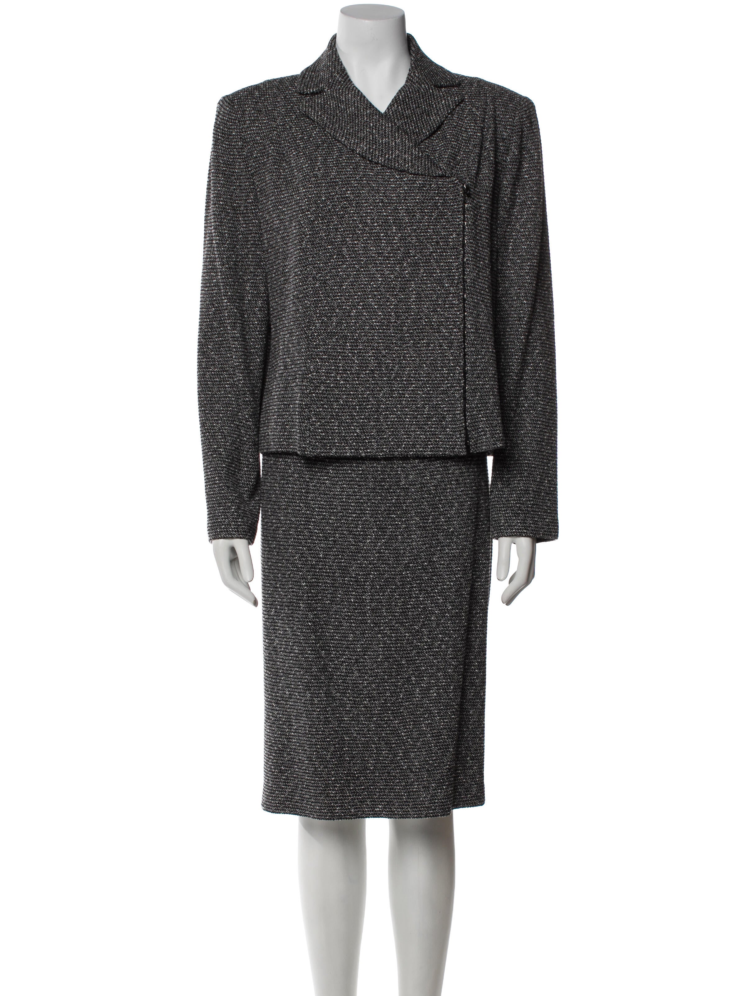 St. John Couture Wool Tweed Pattern Skirt Suit w/ Tags