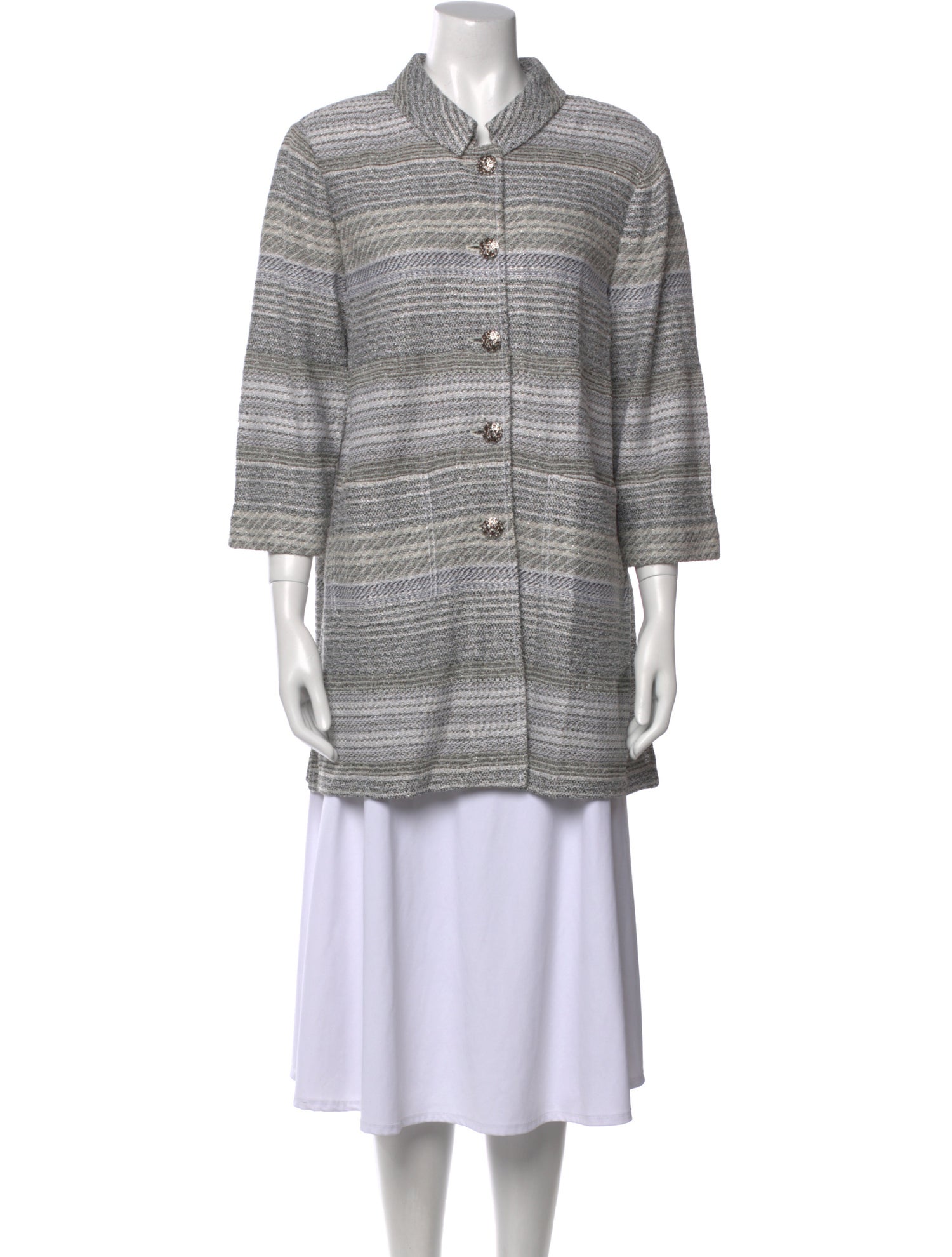 St. John Striped Mock Neck Sweater