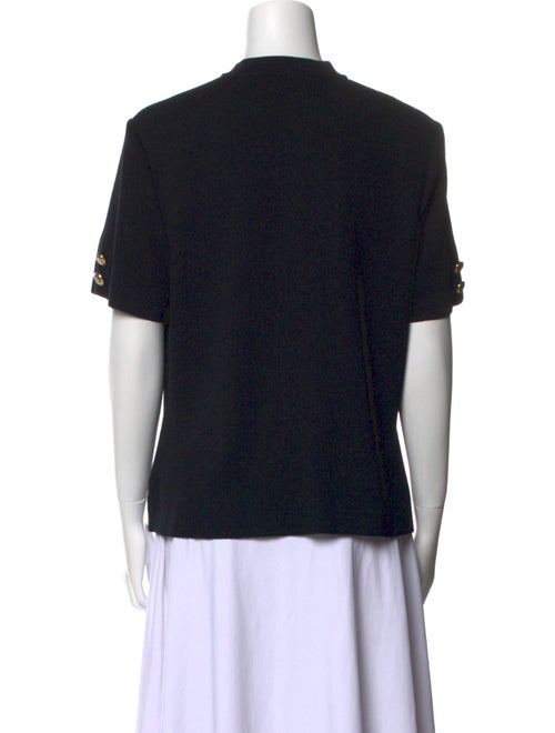 St. John Mock Neck Short Sleeve Button-Up Top