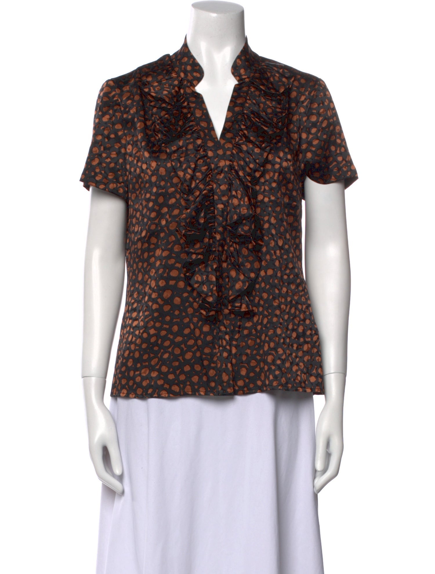 St. John Silk Printed Button-Up Top