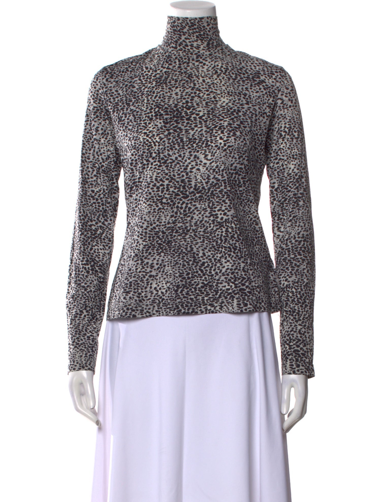 St. John Animal Print Turtleneck Sweatshirt