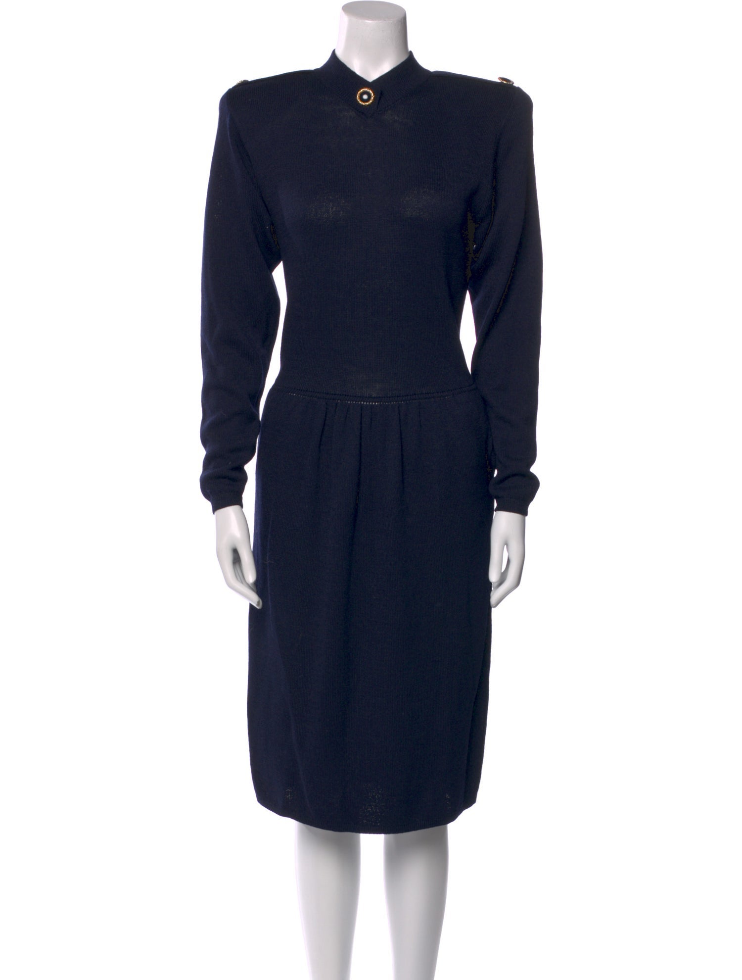 St. John Mock Neck Midi Length Dress