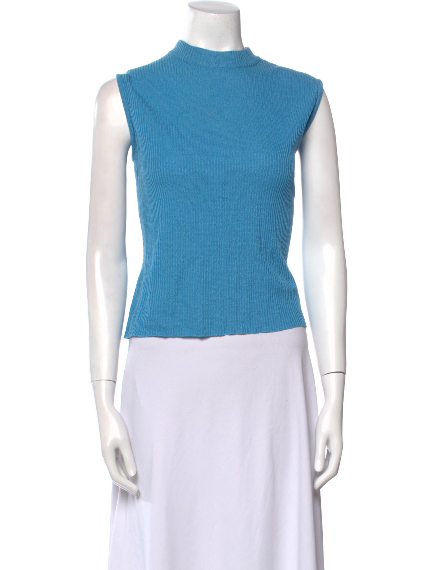 St. John Mock Neck Sleeveless Crop Top