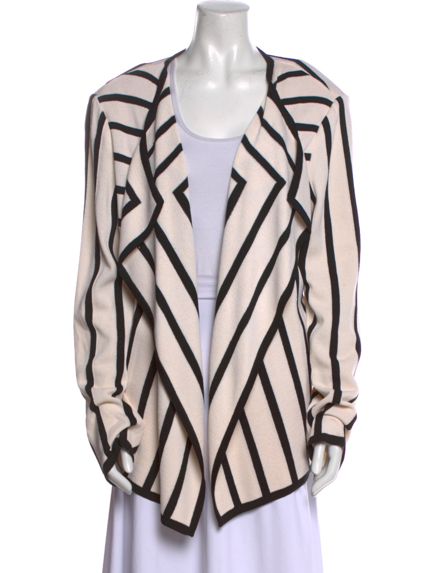 St. John Striped Open Front Sweater