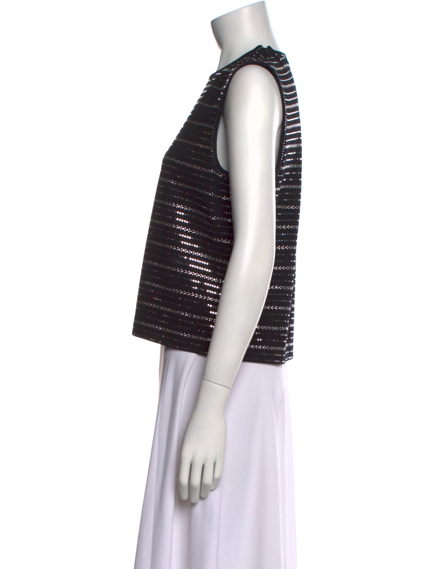 St. John Striped Crew Neck Top