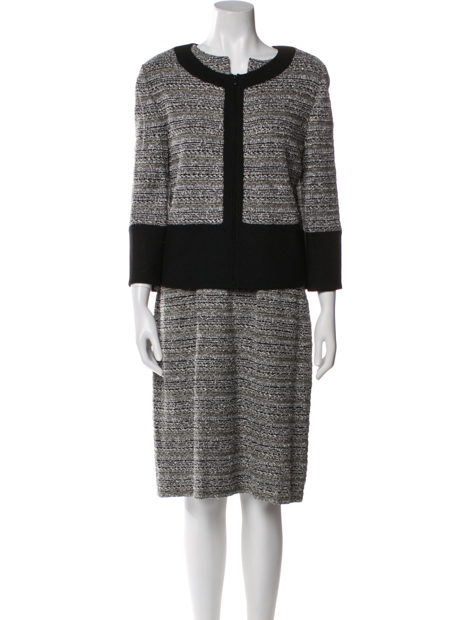 St. John Tweed Pattern Distressed Accents Dress Set w/ Tags