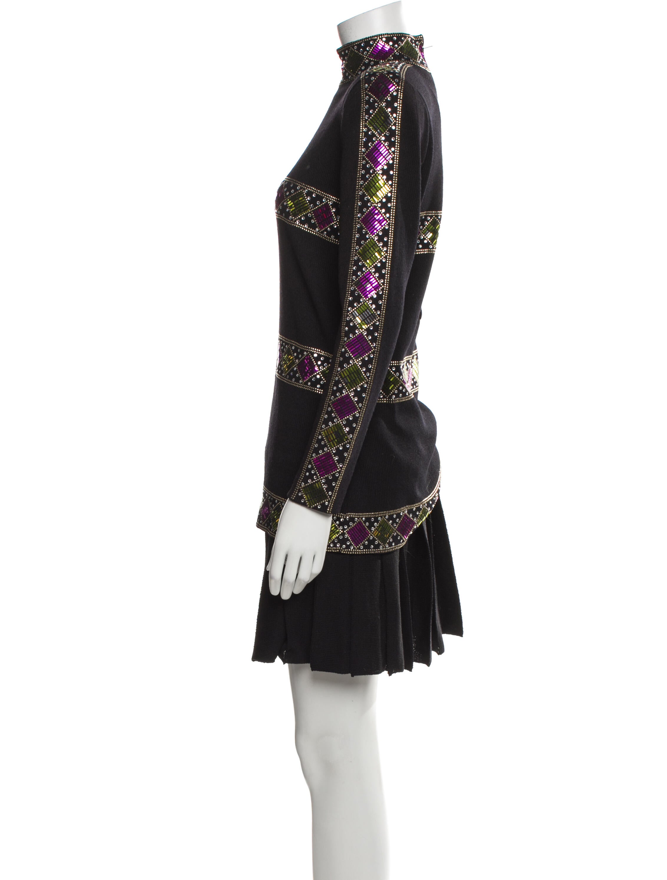 St. John Striped Crystal Embellishments Skirt Set