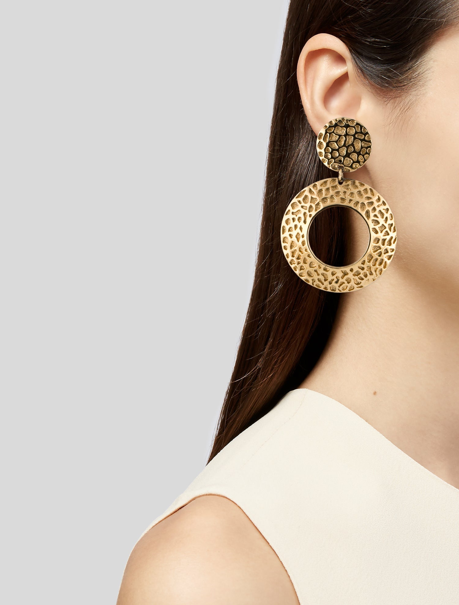 St. John Textured Drop Clip-On Earrings