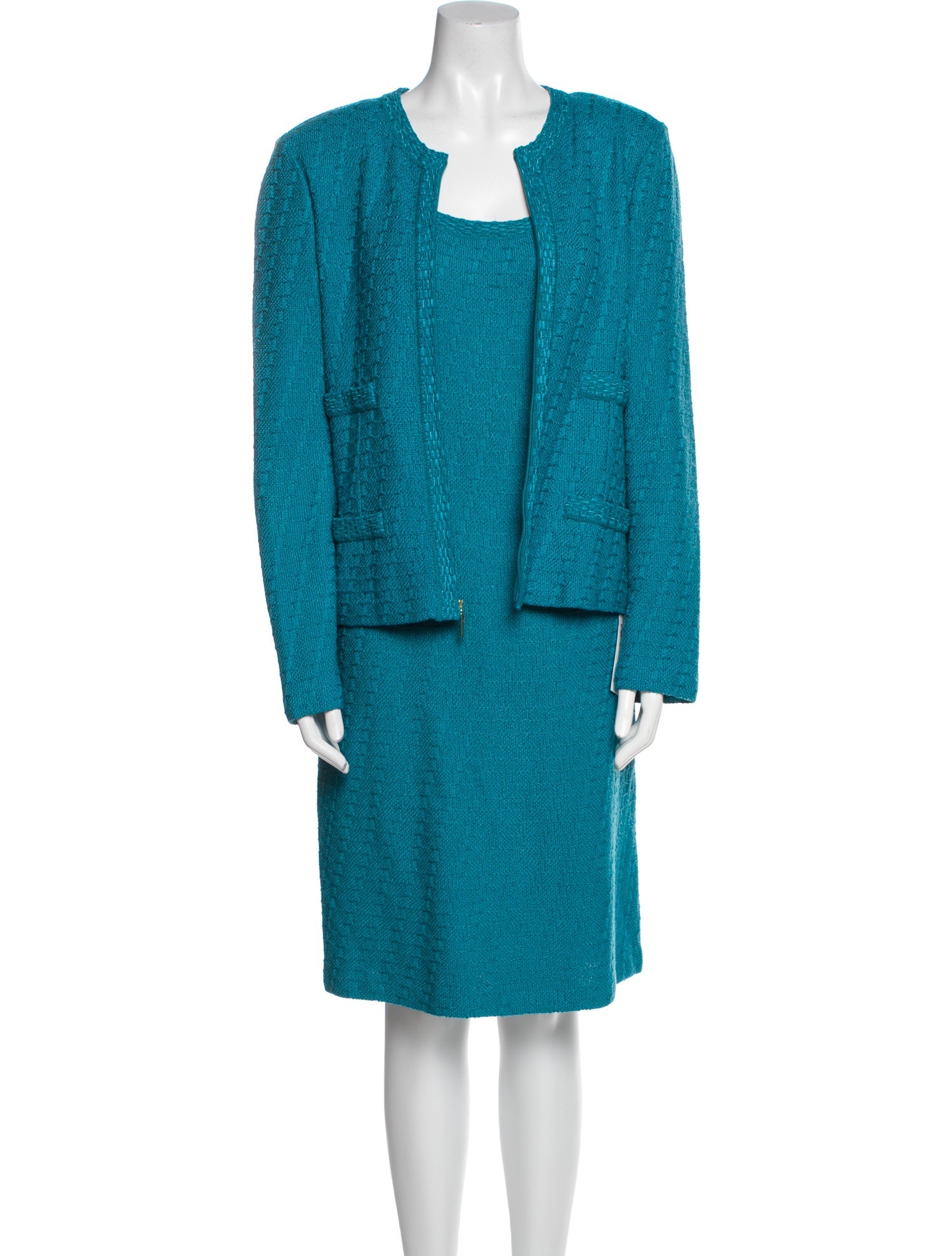 St. John Whipstitch Trim Dress Set