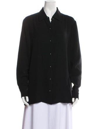 St. John Silk Long Sleeve Button-Up Top