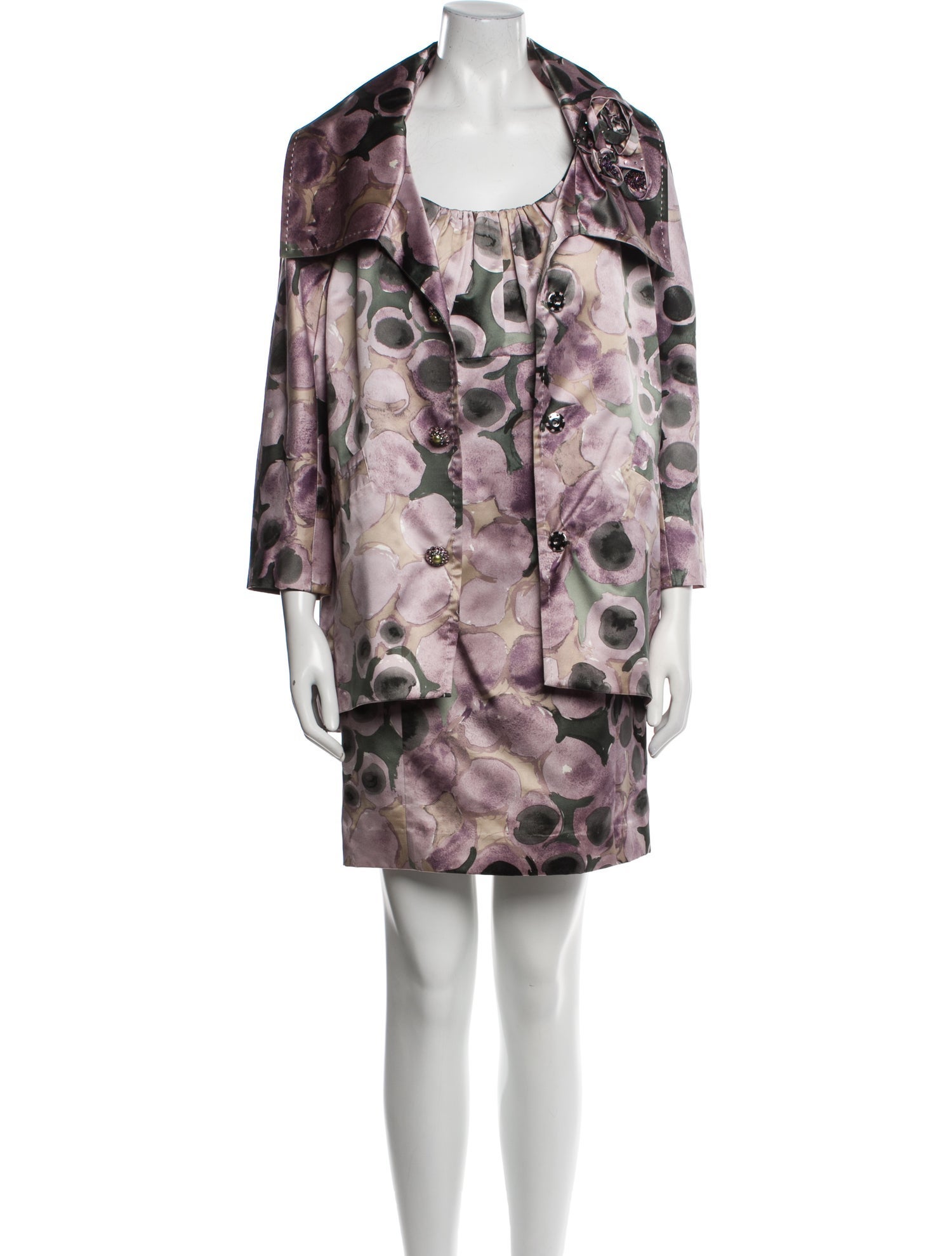 St. John Silk Printed Dress Set