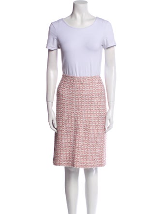 St. John Tweed Pattern Raw-Edge Trim Skirt Set