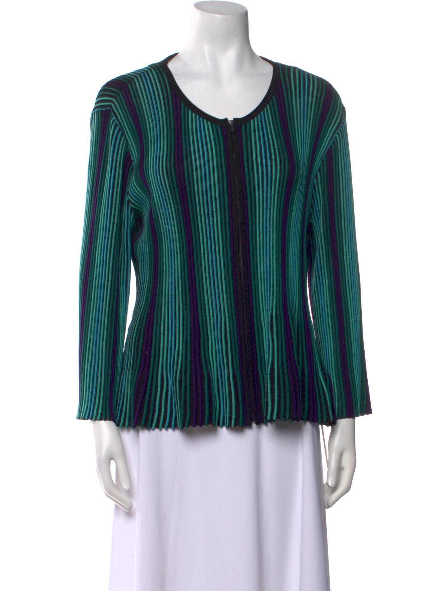 St. John Striped Scoop Neck Blouse