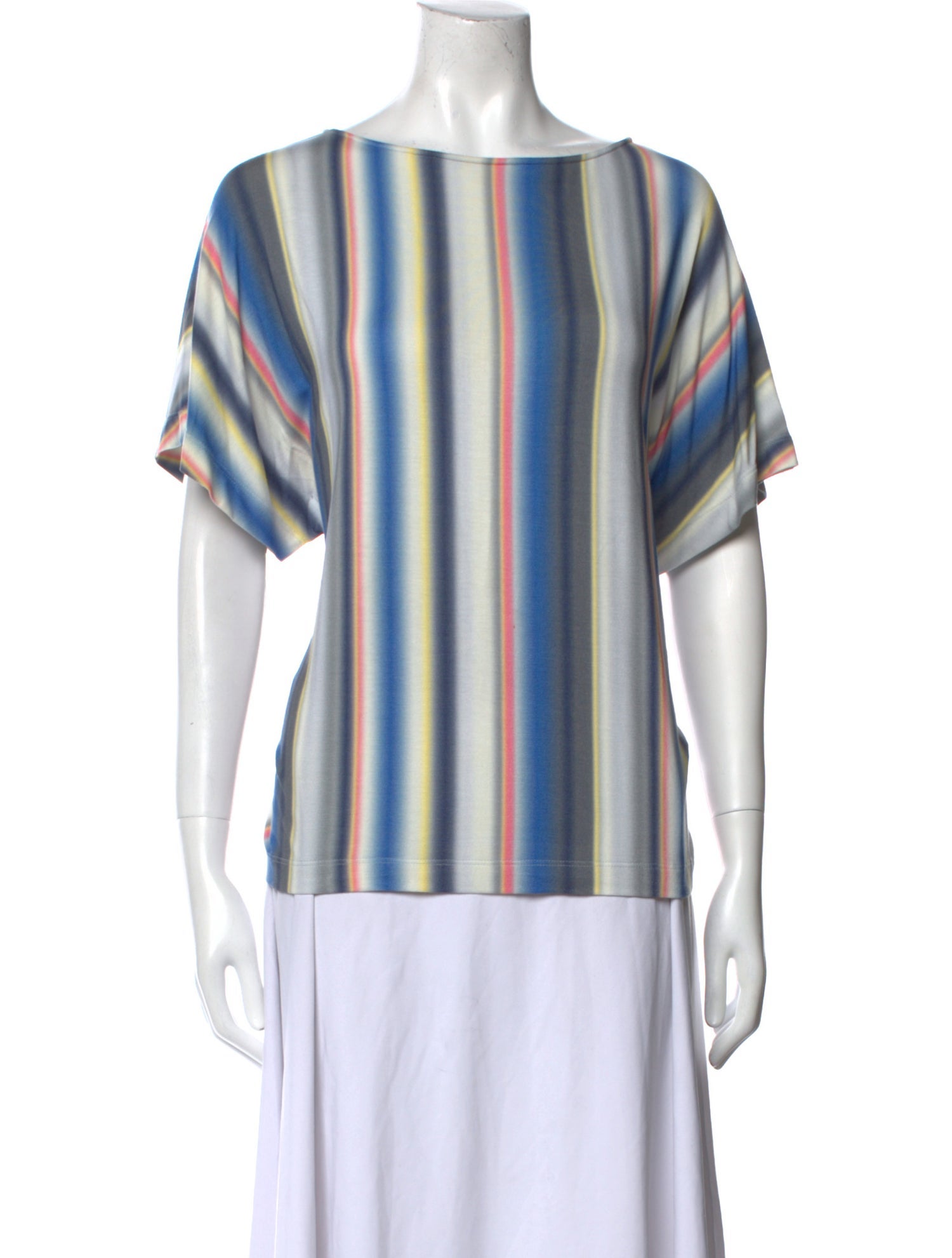 St. John Striped Bateau Neckline Blouse