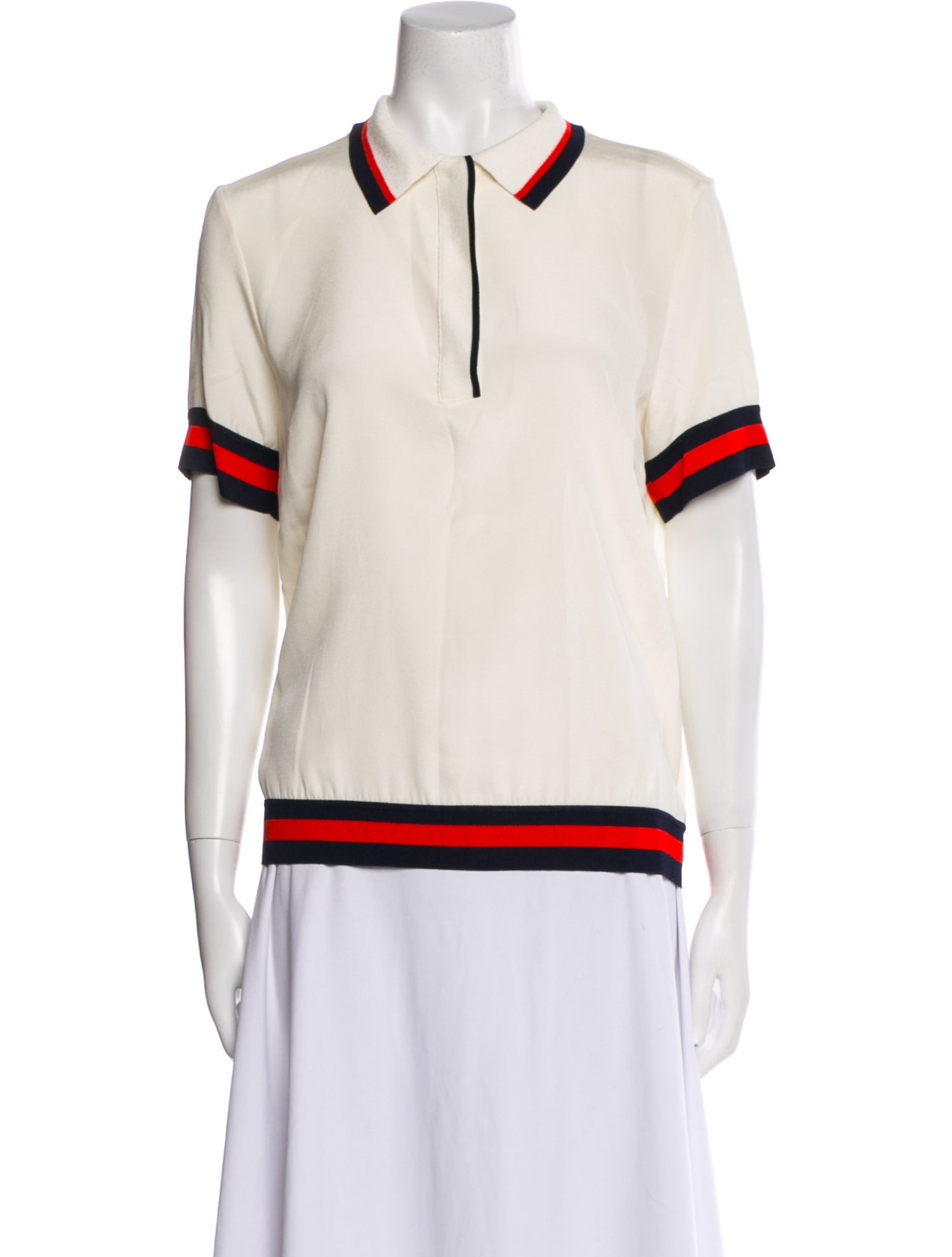 St. John Silk Colorblock Pattern Polo