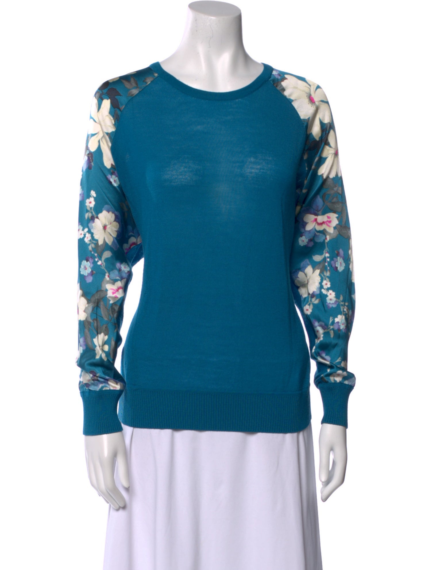 St. John Wool Floral Print Sweatshirt