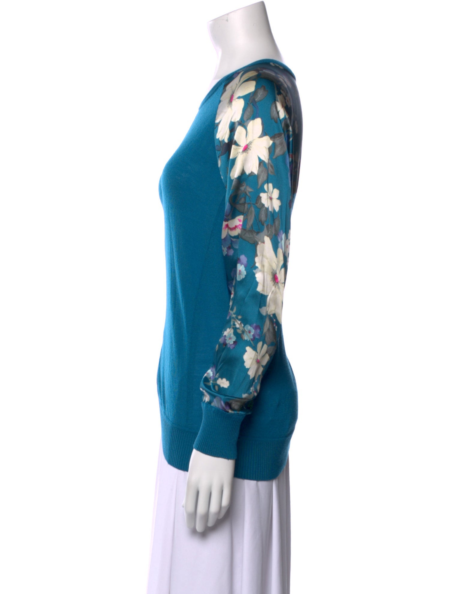 St. John Wool Floral Print Sweatshirt