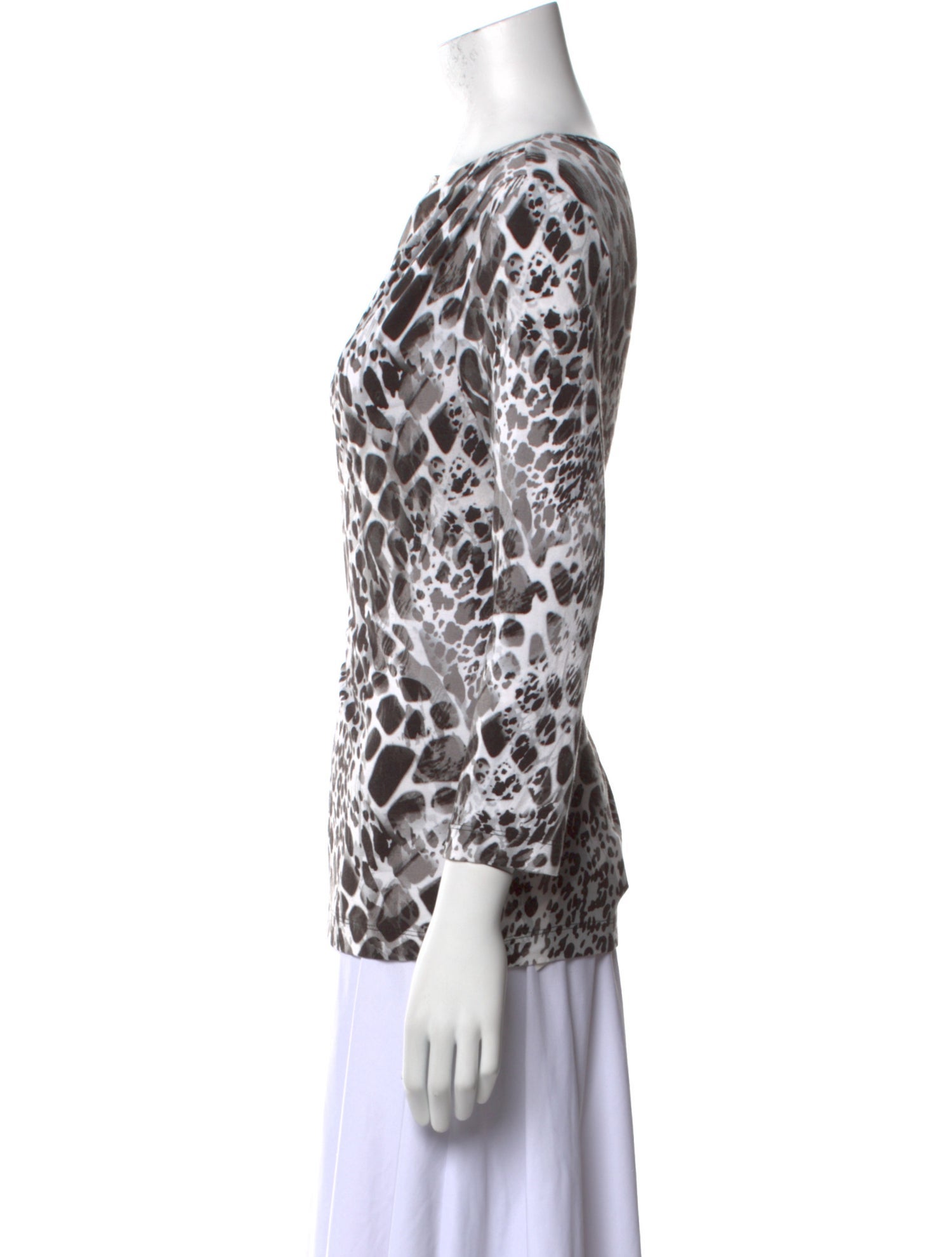 St. John Animal Print Bateau Neckline Blouse