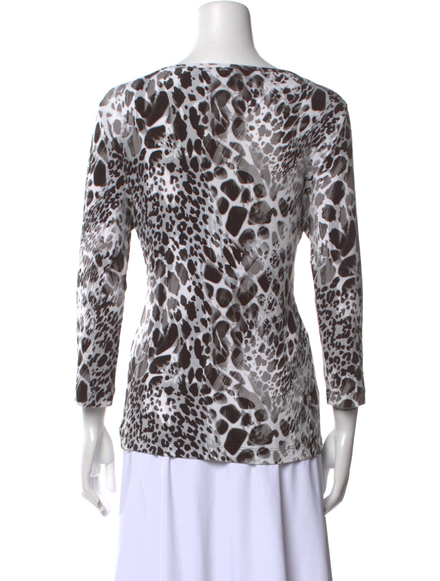 St. John Animal Print Bateau Neckline Blouse