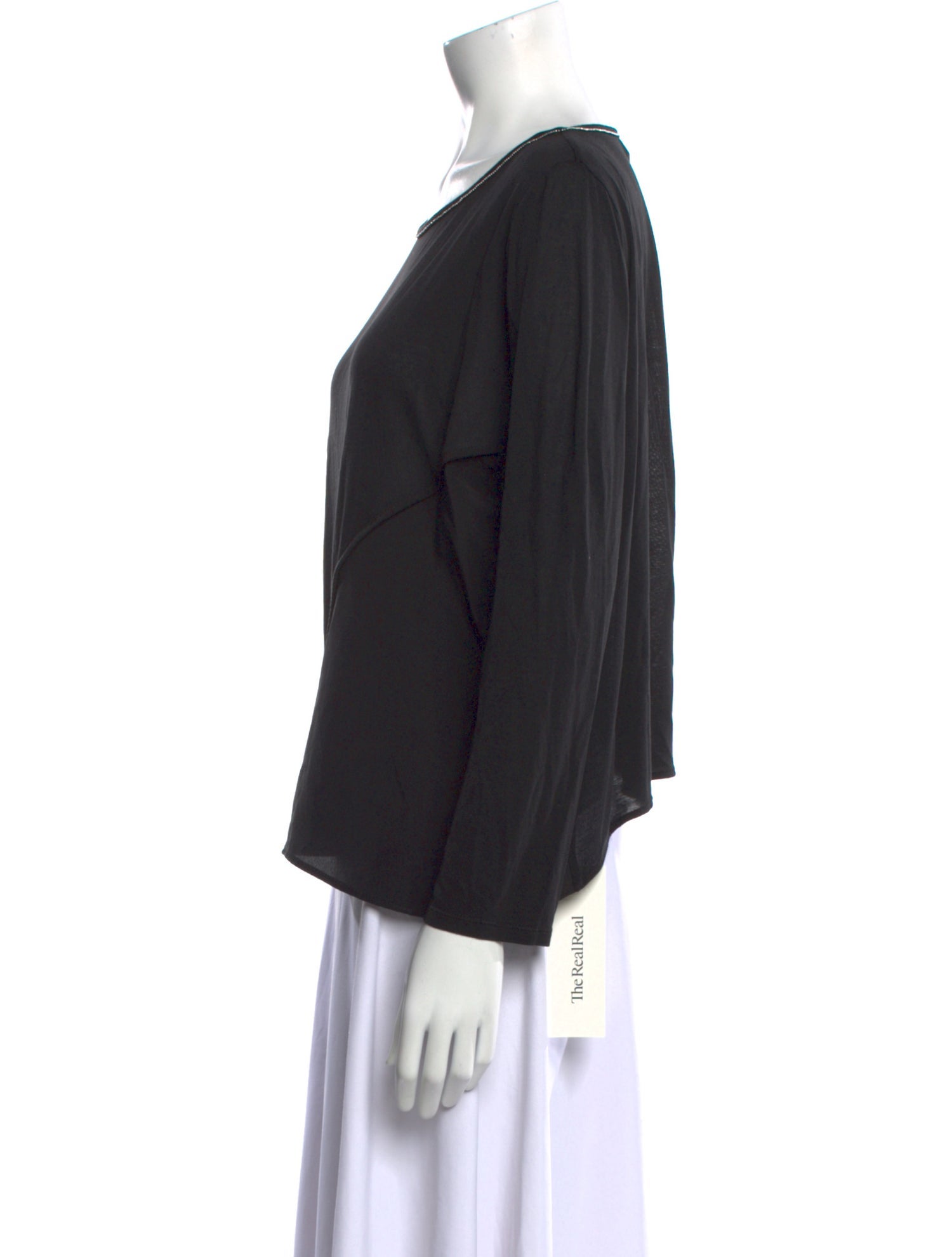 St. John Scoop Neck Long Sleeve Top