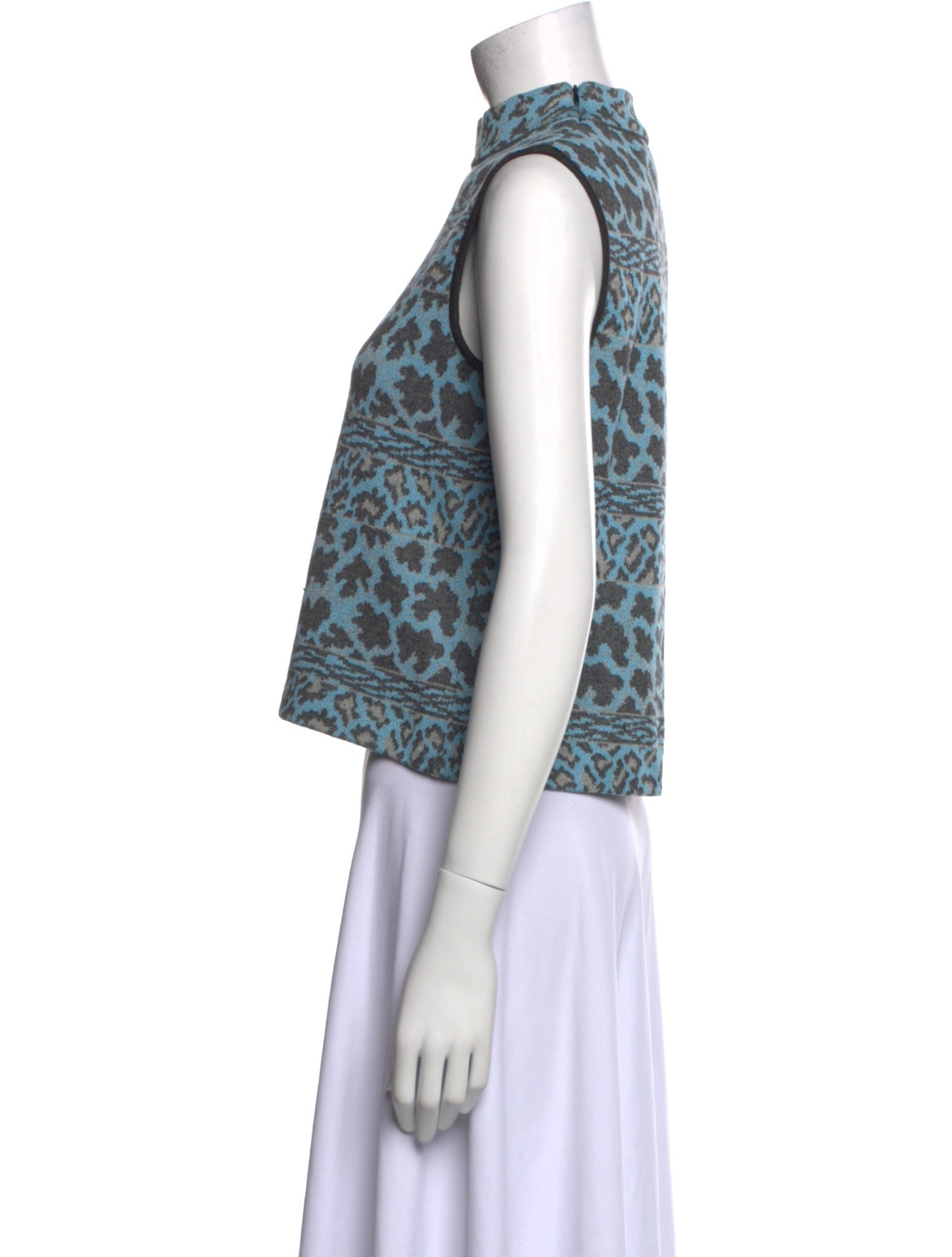 St. John Animal Print Mock Neck Crop Top