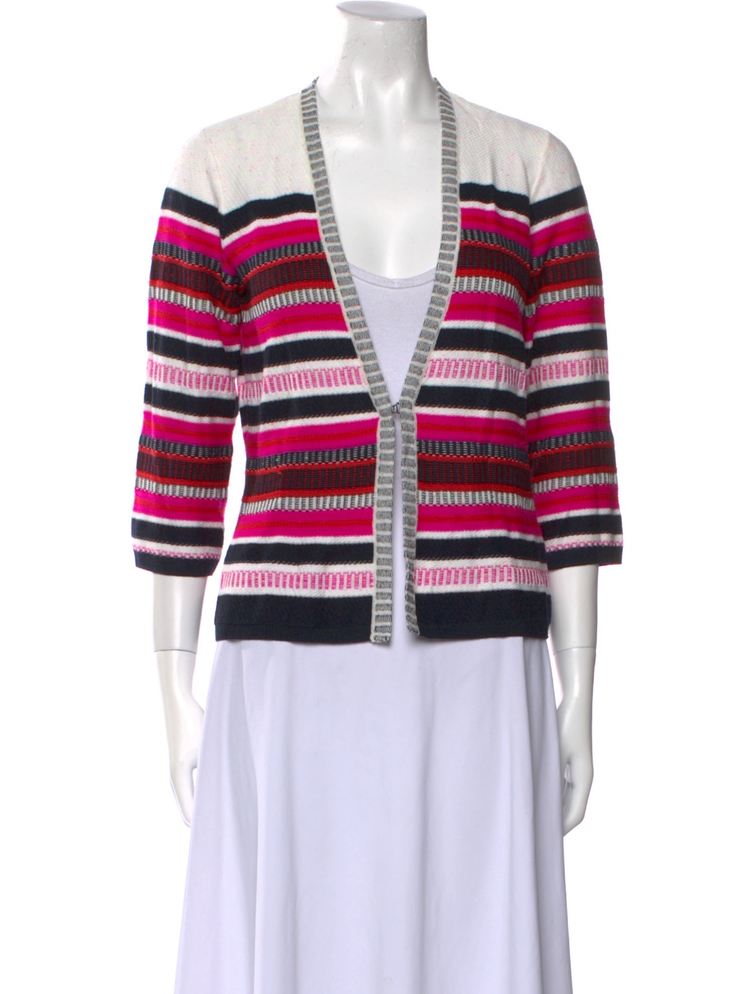 St. John Striped V-Neck Sweater