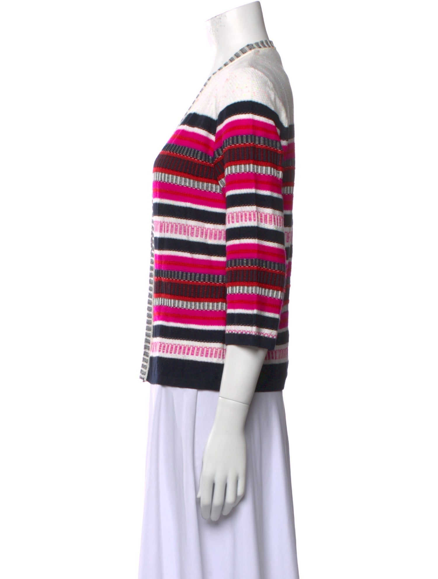 St. John Striped V-Neck Sweater