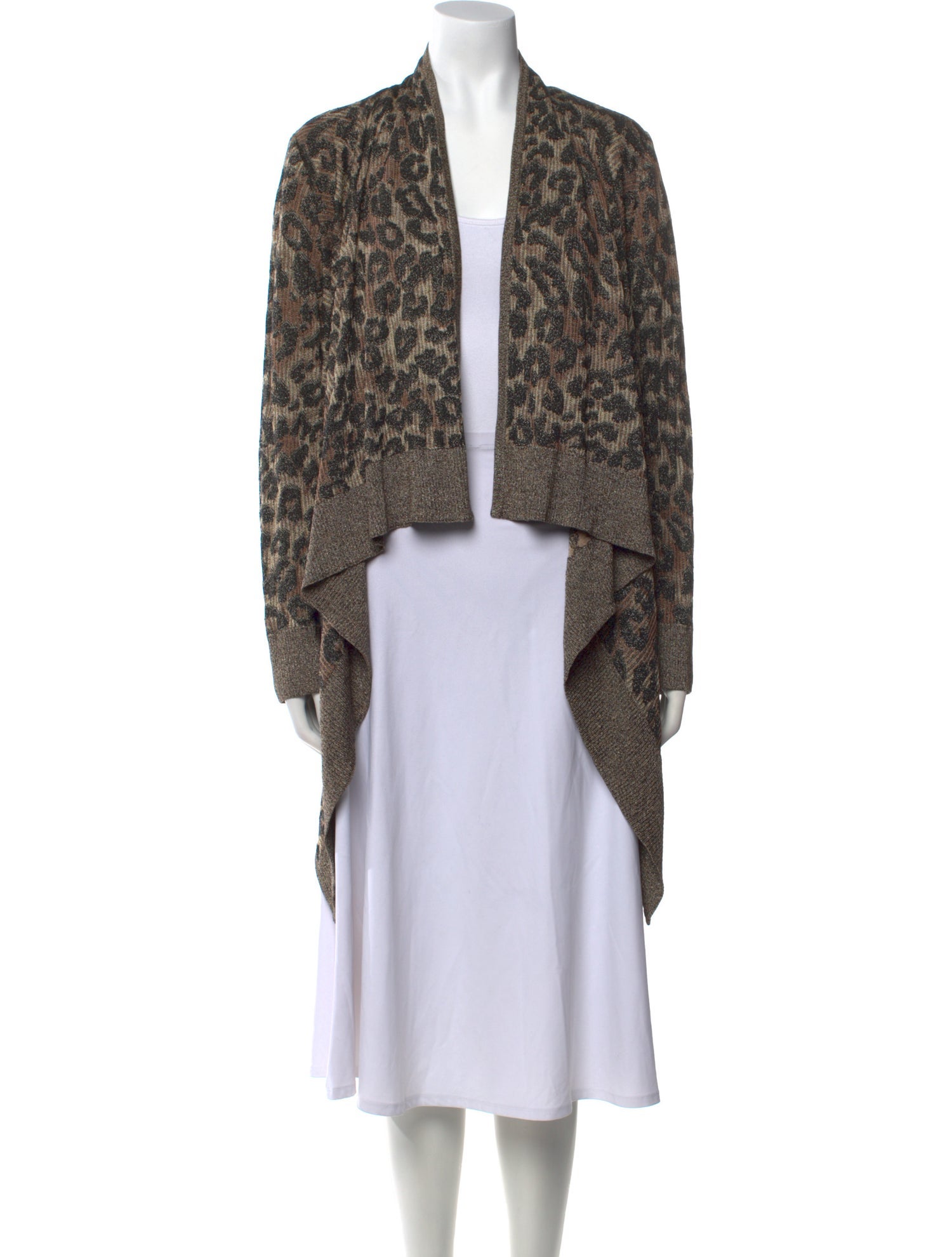 St. John Animal Print Open Front Sweater