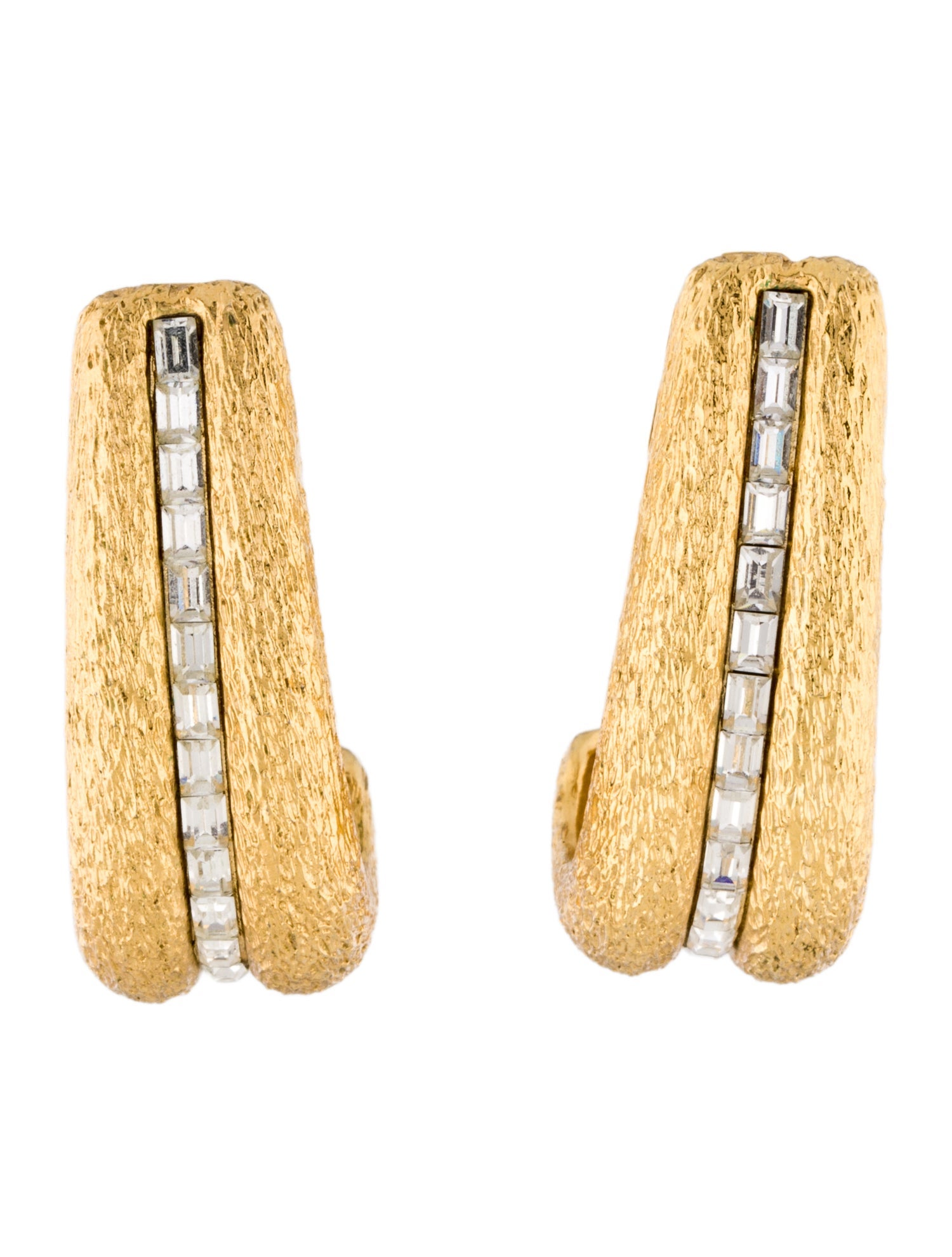 St. John Crystal Curve Clip-On Earrings