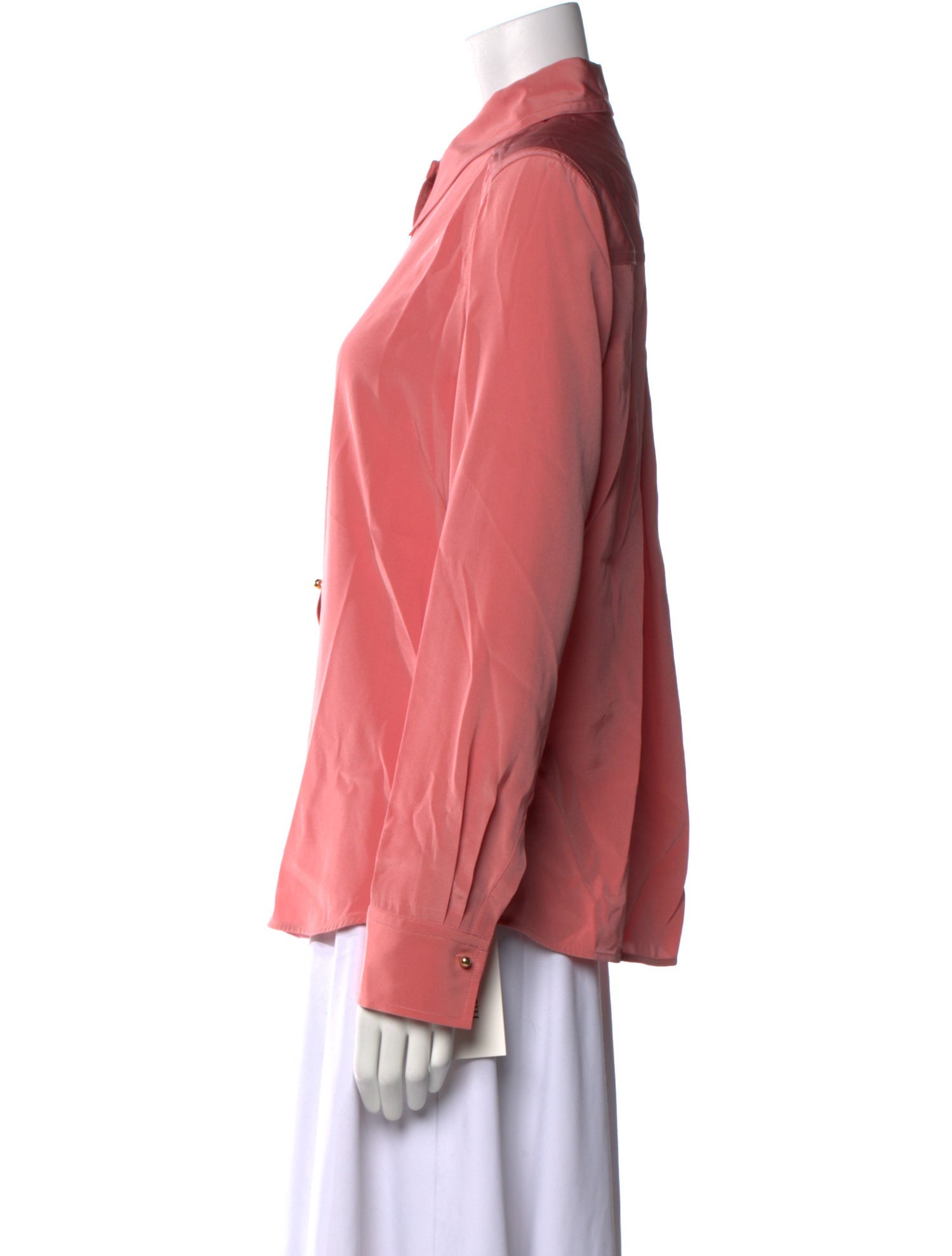 St. John Silk Long Sleeve Button-Up Top